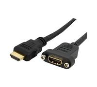 Câble HDMI standard à montage sur panneau de 91 cm - Cordon HDMI vers HDMI - F/M - Câble HDMI - HDMI femelle pour HDMI mâle - 91 cm - noir - moulé -