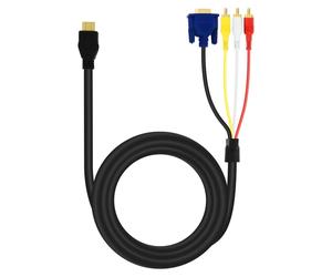 Câble HDMI vers 3x RCA Mâles et VGA Mâle Adaptateur Vidéo 1.5m A4001 LinQ Noir