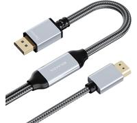 Câble HDMI vers Displayport,2M Adaptateur HDMI Displayport 4K 60Hz Cordon HD MI Mâle vers DP Mâle avec USB Convertisseur HD MI to DP Unidirectionnel pour Xbox Series X,PS5,PS4 Pro¿Argent