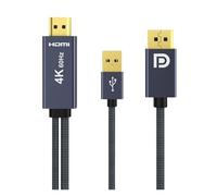 Câble HDMI Vers DP 4K, Convertisseur HDMI Vers DisplayPort, Audio Et Vidéo 144 Hz, Cordon DisplayPort, Adaptateur Unidirectionnel HDMI Vers DP 1.2.(1m)