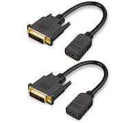 Câble HDMI vers DVI, 2-Pack 0,5 Pieds Adaptateur bidirectionnel HDMI Femelle vers DVI (24 + 1) mâle, Prise en Charge 1080P Full HD, 3D pour Raspberry Pi Black