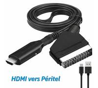Câble HDMI vers Péritel pour Télévision Ancienne ¿ Affichez vos Appareils HDMI sur TV SCART ¿ 1080p ¿ Câble avec Alimentation USB ¿ Plug and Play ¿ Straße Tech