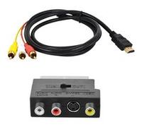 Câble HDMI vers RCA - 1080P - Conversion HD pour Décodeur vers 3 RCA + Adaptateur av péritel - 3 RCA + s-vidéo - Straße Tech ® Noir G