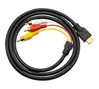 Câble HDMI vers RCA avec 1080p et audio,câble de connexion HDMI 3RCA avec connecteurs plaqués or,compatible avec FHD,HDMI mâle vers 3 RCA femelle,adaptateur VA composite