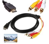Câble HDMI vers RCA de 1,5 m, adaptateur convertisseur HDMI mâle vers 3 RCA AV, haute définition 1080p pour HDTV, DVD, projecteurs LCD, sans conversion de signal, qualité supérieure, design durable et