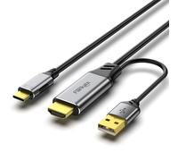 Câble HDMI vers USB-C 4K60Hz, adaptateur graphène souple 6,6 pieds pour ordinateur portable, PC, PS5, Xbox, Steam Deck Dock et moniteur USB-C, Nreal