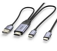 Câble HDMI vers USB C de 2,7 m, 4 K 60 Hz, source HDMI et alimentation vers convertisseur d'affichage USB C, pour Xbox PS5 Steam Deck Dock vers écran Apple Studio, Nreal, Xreal, Xreal Beam, Rayneo