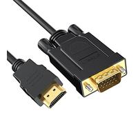 Câble HDMI vers VGA de 1.8 m, entrée HDMI unidirectionnelle plaquée or vers sortie VGA mâle vers mâle, cordon de couverture actif 1080p pour ordinateur, HDTV projecteur, Xbox et plus encore