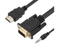 Câble HDMI vers VGA Mâle et Prise Jack 3.5mm Qualité Full HD Longueur 1.8m Noir