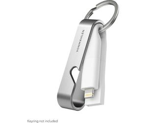 Câble High Six USB C / microUSB & USB C & Lightning 2.1A 7cm Format Porte-clés FastCharge 10.5W Blanc et Argent Allroundo®