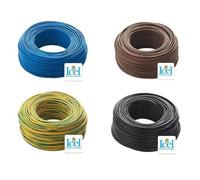 Câble Icel électrique unipolaire isolant FS17 entreprises de construction, 4 écheveaux de 100 mètres 400 mètres total, couleur Blu-noir-marron-jaune/vert (1,5 mm)