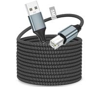 Câble Imprimante HP 5M, USB 2.0 Type A vers Type B Nylon Tressé, Compatible avec Epson, Canon, Brother, Dell, Xerox, Lexmark, Samsung, Branchement Facile, pour Scanner, Fax