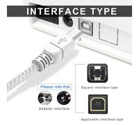 Câble Imprimante,USB 2 Mètres 2.0 A Mâle vers USB B Scanner Cordon Printer,USB Cable A vers B 2.0 Nylon Tressé Compatible avec HP,Dell,Brother,Xerox,Samsung et autres (2M).[A28]