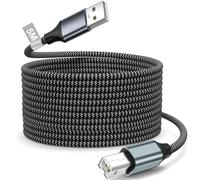 Câble Imprimante USB 5M, USB 2.0 Type A vers Type B Nylon Tressé, Haute Vitesse, pour Scanner, Imprimante, Fax, Compatible avec Canon, HP, Epson, Brother, Dell, Xerox, Lexmark, Samsung