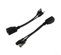 Câble injecteur répartiteur PoE - Adaptateur d'alimentation Ethernet passif pour caméras IP, sortie DC 12 V avec connecteur femelle 5,5 × 2,1 mm, longueur 17 cm, compatible avec les routeurs