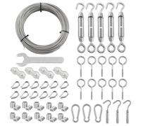 Cable Inox 1 jeu de câbles métalliques robustes de 30 mètres, en Nylon enduit 304, en acier inoxydable de 2mm, dé à coudre M2 avec tendeur à sertir en aluminium