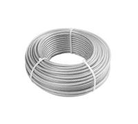 Cable Inox,Cable Acier Kit de câble métallique 50/100 m, flexible en acier inoxydable avec revêtement PVC, utilisation adaptée aux clôtures jardin suspendues, diamètre 1 à 3,0 mm(50M,1.0mm)