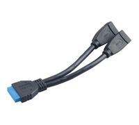 Akasa Câble USB USB 3.2 Gen1 En-tête de broche 19 pôles, USB-A femelle 0.15 m noir contacts dorés, certifié UL AK-CBUB09-15BK