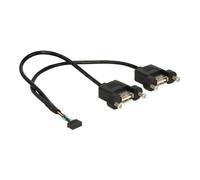 DeLOCK USB 2.0 10-Pin > 2 x USB-A 2.0 female panel-mount, Câble