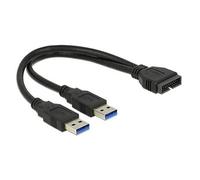 DeLock Câble interne USB vers externe 83910 – USB 3.0 19 broches (M) vers USB type A (M) 25 cm Noir