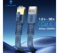 Câble Internet réseau plat CAT 8 40Gbps 2000MHz rond RJ45 câble LAN tressé en Nylon cordon de raccordement pour Modem routeur PC PS4/5/6 Xbox Gradient Blue Flat