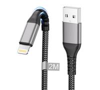Câble iPhone 2M [Certifié Apple MFi], Câble Chargeur i-Phone 2M Nylon Câble Lightning USB Cordon Phone Fil Chargeur i-Phone Charge Rapide pour iPhone 14/13/12/11 Pro Max/Mini/XS/XR/8/7 Plus/5/SE,iPad