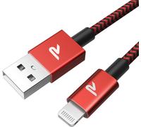 Câble Iphone 2m, Certifié Apple Mfi En Fibre De Nylon Tressé Connecteur Ultra Résistant, Câble Lightning Charge Rapid Pour Iphone 14 13 12 11 Pro Max Xr Xs X 8 7 6 Plus Se Ipad-2m/6.6ft - Rouge