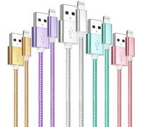 Câble iPhone Chargeur, [1m+2m+3m] 5Pack Certifié MFi Câble Lightning Coloured Nylon Braid avec Connecteur Ultra Résistant Compatible avec iPhone 14/13/12/11/11 Pro/X/XS/XR/8/8 Plus/7/7 Plus/6s/6/SE