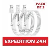 Câble iPhone Chargeur iPhone Lot de 3, Câble Lightning Certifié MFi avec Connecteur Ultra Résistant Compatible avec iPhone 13/12/11/