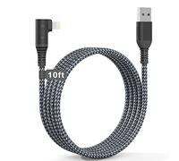Cable iPhone Coudé [Certifié Apple MFI] Chargeur iPhone 3M/10Ft à 90 Degrés Câble USB à Angle Droit,Câble de Chargeur Rapide Apple Nylon Tressé 2.4A pour iPhone 13 12 11 Pro X XR Max XR 8 Plus Pad Pod