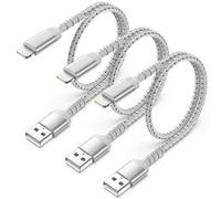 Câble Iphone Court [50Cm, 3Pack], Certifié Mfi 0.5M Cable Lightning Nylon Tressé Résistant Charge Rapide Cable Chargeur Pour Apple Iphone 14 13 12 11 Pro Max Xs X 8 7 6 Plus Se Ipad Air/Mini