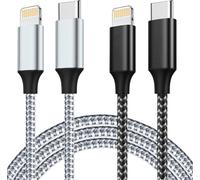 Cable Iphone Usb C 1M+2M -Lot De 2, Certifiés Mfi Cable Usb C Vers Lightning Rapide 27W, 3A Tress És En Nylon Cable Usb C Iphone Compatible Avec Iphone 13/12/11/Pro Max/Xs/Xr/X/8/7/7Plus/6S/6