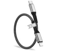 Cable iPhone USB C 30CM Nylon Cable USB C vers Lightning Court MFi Certifié | Câble Lightning Cable iPhone Charge Rapide Cable Chargeur Fil Cordon pour iPhone 14 13 12 11 Pro Max Mini XR XS 8Plus SE iPad