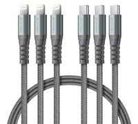 Cable iPhone USB C, Cable USB C vers Lightning 1.2M 3Pack, MFi Certifié Câble iPhone USB C Chargeur Rapide Fil pour Apple iPhone 14 13 12 11/Pro Max/Pro/Plus/XS/XR/X/8/7/SE, pour iPad