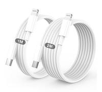 Cable iPhone USB C, Cable USB C vers Lightning 1M+2M, MFi Certifié Câble iPhone USBC Chargeur Rapide Fil pour Apple iPhone 14 13 12 11/Pro Max/Pro/Plus/XS/XR/X/8/7/SE, pour iPad- Blanc