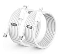Cable iPhone USB C, Cable USB C vers Lightning 3M+3M, MFi Certifié Câble iPhone USBC Chargeur Rapide Fil pour Apple iPhone 14 13 12 11/Pro Max/Pro/Plus/XS/XR/X/8/7/SE, pour iPad- Blanc