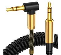 Cable Jack,3.5 Male Male Jack Cable,Gold-Plated Angled 90 Degree Auxiliary Cable 3.5,Car Aux Cable for Car Radios,iPhone,iPod,iPad,Speakers,Headphones,Tablet,MP3 (Coil)
