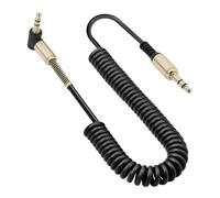 Cable Jack 3.5 Male Male spirale, câble TRS stéréo mâle à mâle à angle droit de 3,5 mm pour lecteur MP3 de tablette de smartphone stéréo de voiture