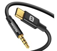 Câble Jack 3.5mm vers USB-C, Adaptateur Audio Swissten Noir 1,5m