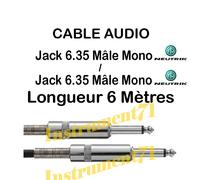 Câble Jack 6,35 Mâle Mono vers Jack 6,35 Mono Mâle Fiches Neutrik 6 Métres