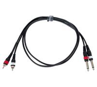 Cable Jack 6,3mm Mono Mâle vers 2 RCA Audio Phono Stereo 1,5m Adaptateur Noir