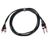 Cable Jack 6,3mm Mono Mâle vers 2 RCA Audio Phono Stereo 3 m Adaptateur Noir