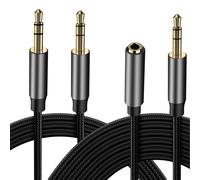 Câble Jack Audio 3.5mm Mâle vers Mâle 1m & 5m Rallonge Jack Audio 3.5 mm MâLe Vers Femelle ¿2 Pack¿, Cable Auxiliaire Stéréo En Nylon Tressé Compatible Avec Ipad, Autoradio, Mp3, Smartphones Et