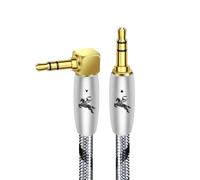 Câble Jack Audio 3.5mm Mâle vers Mâle Prise Jack 90 Degrés[2m] Cable AUX HiFi Stéréo Nylon Tressé Câble Auxiliaire Voiture pour Ipod, Iphone, TV, MP3, Ordinateur Portable, écouteurs-2 mètres
