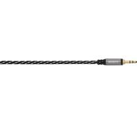 Câble audio, Jack 3,5 mm/Jack, stéréo, textile, doré, 0,5 m