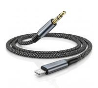 Cable Jack iPhone Voiture 1M,Cable Audio Auxiliaire HiFi Stéréo,Câble Adaptateur Lightning Prise Jack 3.5mm Mâle Tressé Nylon pour iPhone 14/13/12/11/X/XR/8/7/6/5,iPad, Autoradio/Haut-parleurs/Casques