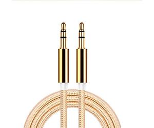 Cable Jack/Jack Metal pour Samsung Galaxy A71 Smartphone Voiture Musique Audio Double Jack Male 3.5 mm Universel (Or)