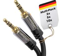 Câble Jack, Prise Jack 3,5mm ¿ 2x 5m ¿ Connecteurs métalliques ¿ Disponible en 0,3-10m (Câble audio, 3.5mm pour smartphone, PC/ordinateur portable, voiture, HiFi, noir)