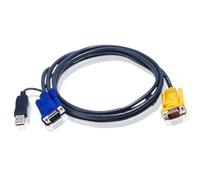 ATEN Câble KVM USB 6m avec SPHD 3 en 1 et convertisseur PS/2 vers USB intégré - 6 m - VGA - Noir - HDB-15 + USB A - SPHD-15 - Mâle