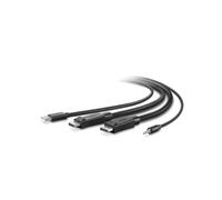 Belkin Câble KVM sécurisé – DisplayPort mâle, USB type B, jack 3,5 mm – 1,8 m Noir